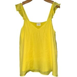 CAMI NYC Women’s Size L Yellow Silk V-Neck Flutter Strap Sleeveless Tank Top